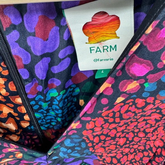 FARM Rio NWT Full of Rainbow Hearts Ruched Long Sleeve Midi Dress Size Large - Picture 8 of 9